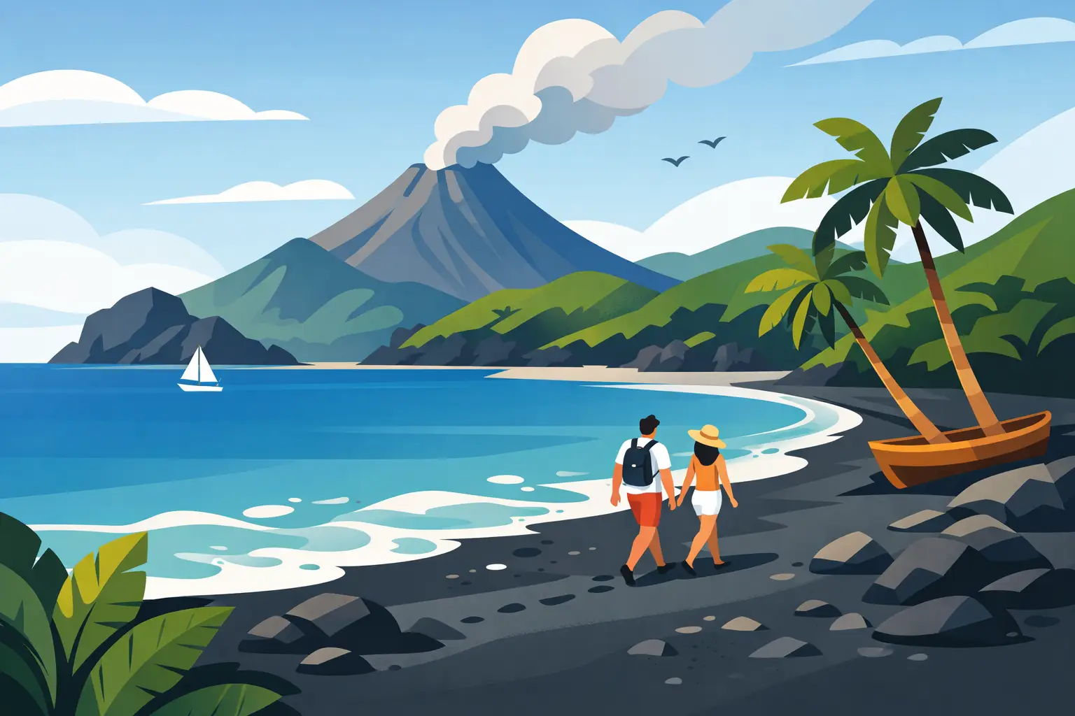 Volcanic Beach Tour St Vincent on Black Sand